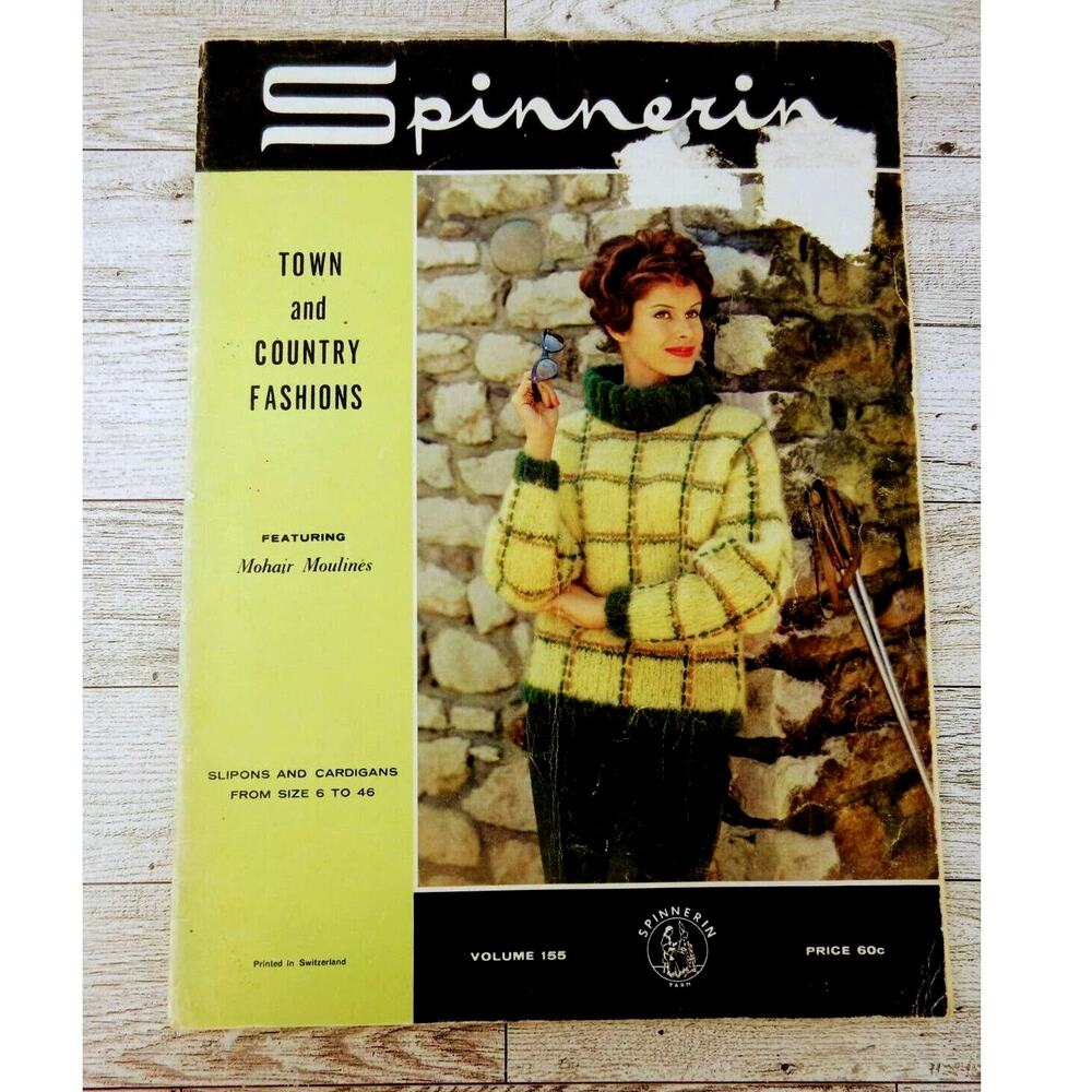 Vtg 1963 Spinnerin Knit Crochet Pattern Book Town & Country Fashions Vol 155 MCM